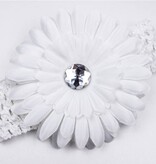 Baby haarbandje gehaakt met witte chrysant