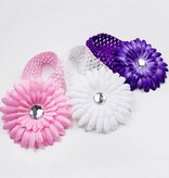 Baby haarbandje gehaakt met witte chrysant