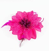 Baby haarbandje feestelijke bloem met veren (fuchsia)