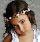 Baby haarbandje hippie guirlande (lichtroze)