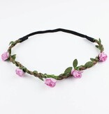 Baby haarbandje hippie guirlande (lichtroze)