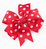 Haarspeld stippel strik (rood/wit)