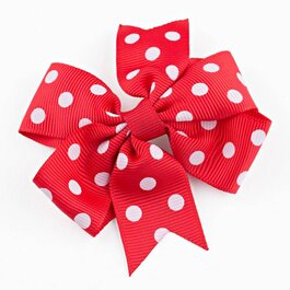 Haarspeld stippel strik (rood/wit)