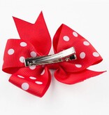 Haarspeld stippel strik (rood/wit)