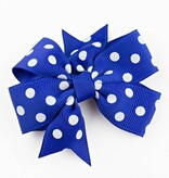 Haarspeld stippel strik (blauw/wit)