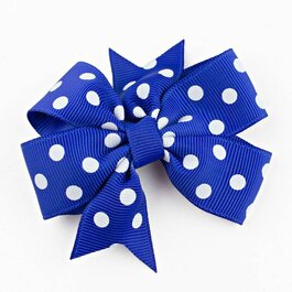 Haarspeld stippel strik (blauw/wit)