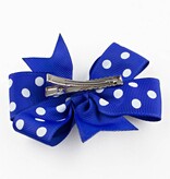 Haarspeld stippel strik (blauw/wit)