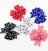 Haarspeld stippel strik (blauw/wit)