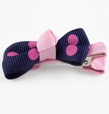 Haarspeld strikje met stippel (donkerblauw)