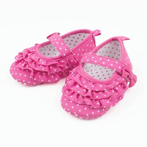Babyschoentjes: ballerina's met stipje (fuchsia)