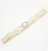 Baby haarbandje strik met strass clip (ivoor)