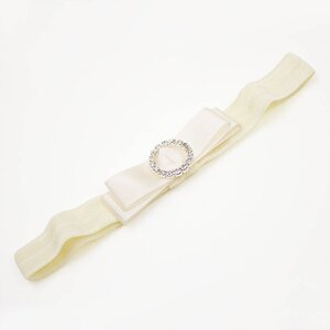 Baby haarbandje strik met strass clip (ivoor)