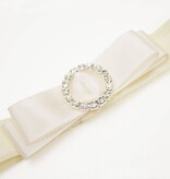 Baby haarbandje strik met strass clip (ivoor)