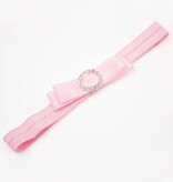 Baby haarbandje strik met strass clip (lichtroze)
