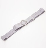 Baby haarbandje strik met strass clip (grijs)