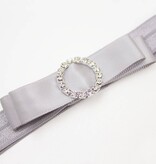 Baby haarbandje strik met strass clip (grijs)