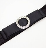 Baby haarbandje strik met strass clip (zwart)