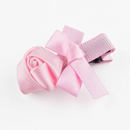 Haarspeldje met mini roosje en strik (lichtroze)