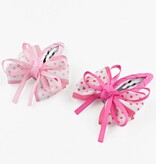 Baby haarspeldje met stippelstrik (roze)