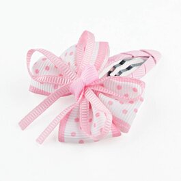 Haarspeldje met stippelstrik (lichtroze)