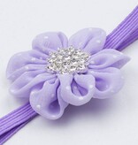 Baby haarbandje chiffon stippel bloem strass (lila)