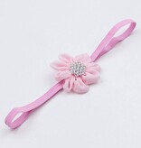 Baby haarbandje chiffon stippel bloem strass (lichtroze)