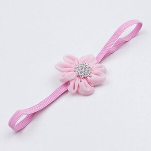 Baby haarbandje chiffon stippel bloem strass (lichtroze)