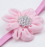 Baby haarbandje chiffon stippel bloem strass (lichtroze)