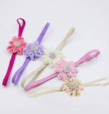 Baby haarbandje chiffon stippel bloem strass (lichtroze)