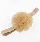 Baby haarbandje grote organza bloem (zand)