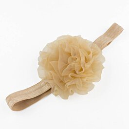 Haarbandje grote organza bloem (zand)