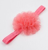 Baby haarbandje grote organza bloem (koraal)