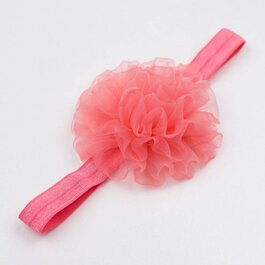 Haarbandje grote organza bloem (koraal)