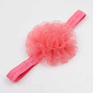 Baby haarbandje grote organza bloem (koraal)