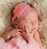 Baby haarbandje grote organza bloem (koraal)