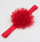 Baby haarbandje grote organza bloem (rood)