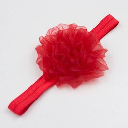 Haarbandje grote organza bloem (rood)