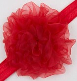 Baby haarbandje grote organza bloem (rood)