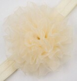 Baby haarbandje grote organza bloem (ivoor)