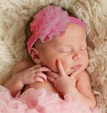 Baby haarbandje grote organza bloem (fuchsia)