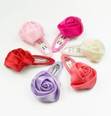 Baby haarspeldje met satijnen roosje (lila)