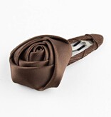 Baby haarspeldje met satijnen roosje (bruin)