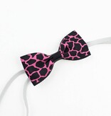 Baby haarbandje met mini strikje (luipaard zwart/fuchsia)