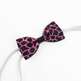Haarbandje met mini strikje (luipaard zwart/fuchsia)