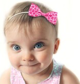 Baby haarbandje met mini strikje (luipaard roze)