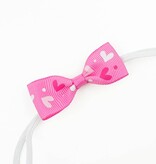 Baby haarbandje met mini strikje (roze hartje)