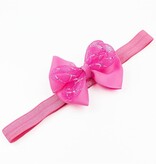 Baby haarbandje met strik glitter (roze)