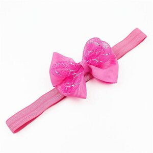 Baby haarbandje met strik glitter (roze)