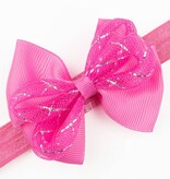 Baby haarbandje met strik glitter (roze)