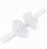 Baby haarbandje met strik glitter (wit)